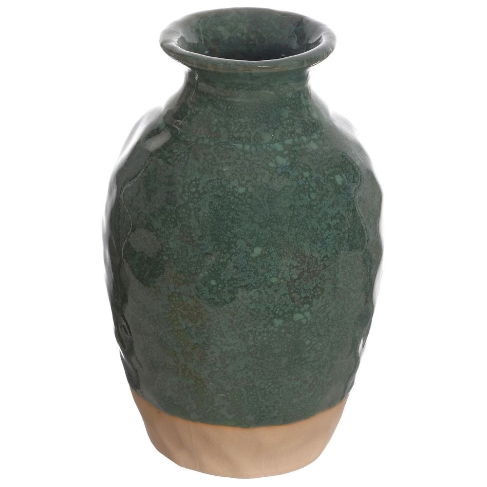 [730643] Vase Kasa en Céramique Vert Base Beige 15cm