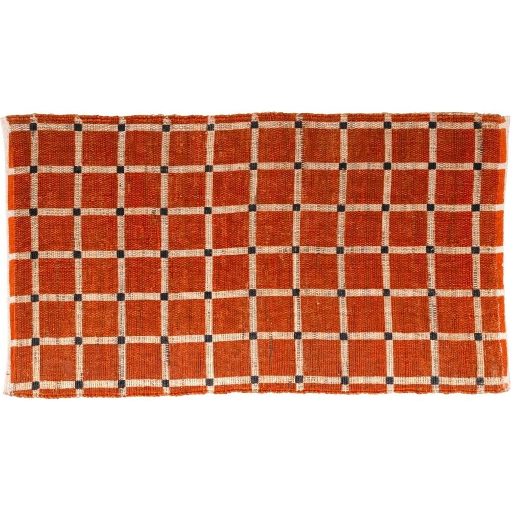 [731320] Tapis Jute Carrés Rouges Kasa 90x150cm