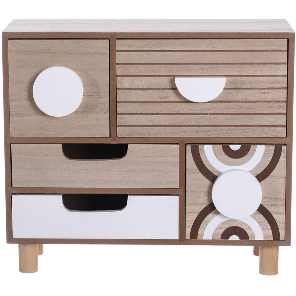 [716425] Mobile Bois Miniature 5 Tiroirs Kasa 28x10x25 cm