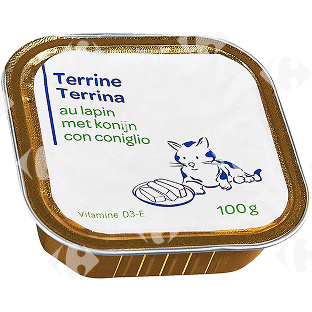 [625744] Terrines au Lapin pour Chats Carrefour Blanc 100g