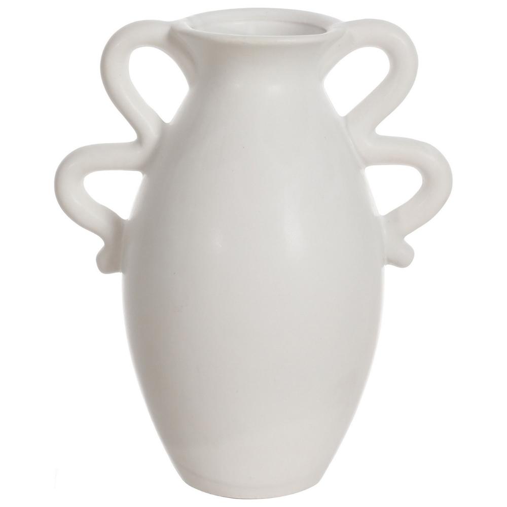 Vase en Céramique Écru avec Poignées Kasa 15x18 cm