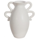 Vase en Céramique Écru avec Poignées Kasa 15x18 cm