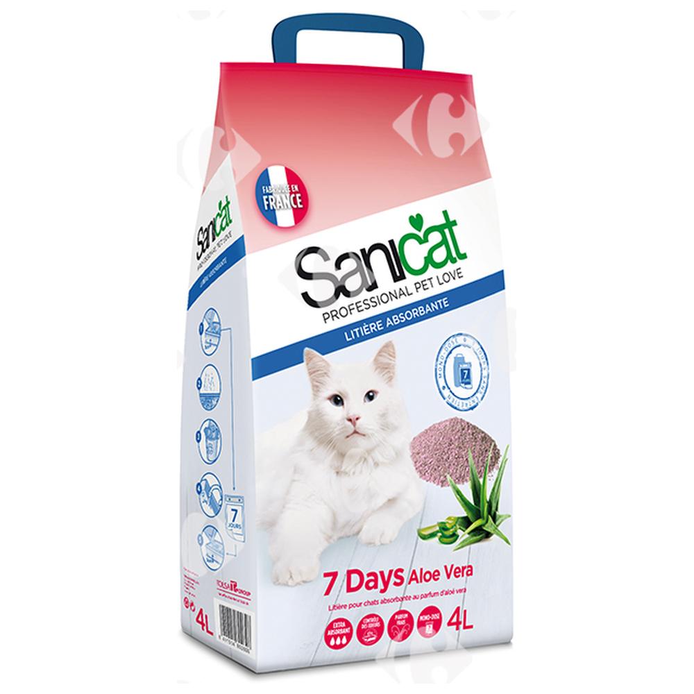 Litière Absorbante 7 Days Aloe Vera pour Chats Sanicat 4L