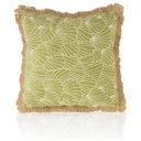 Coussin Carré Coraux Vert à Franges Kasa 45x45cm