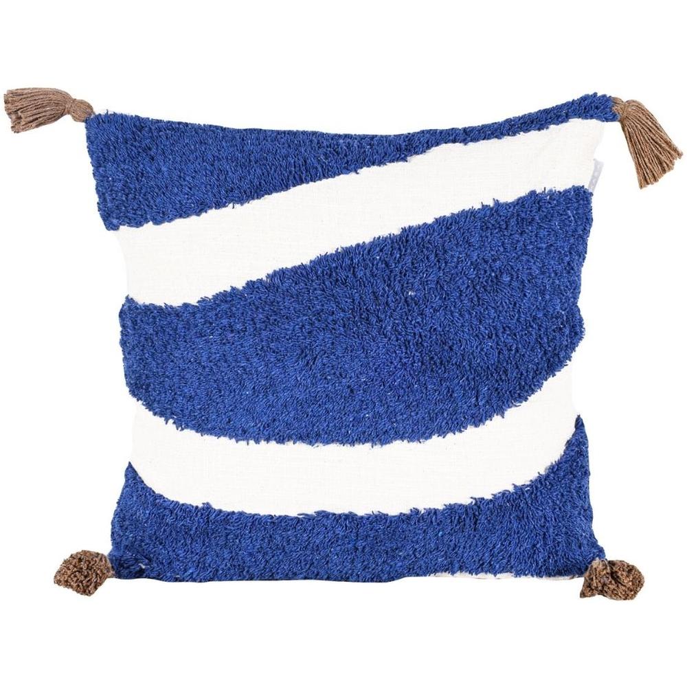 Coussin Carré Touffe Bleu Kasa 45x45cm