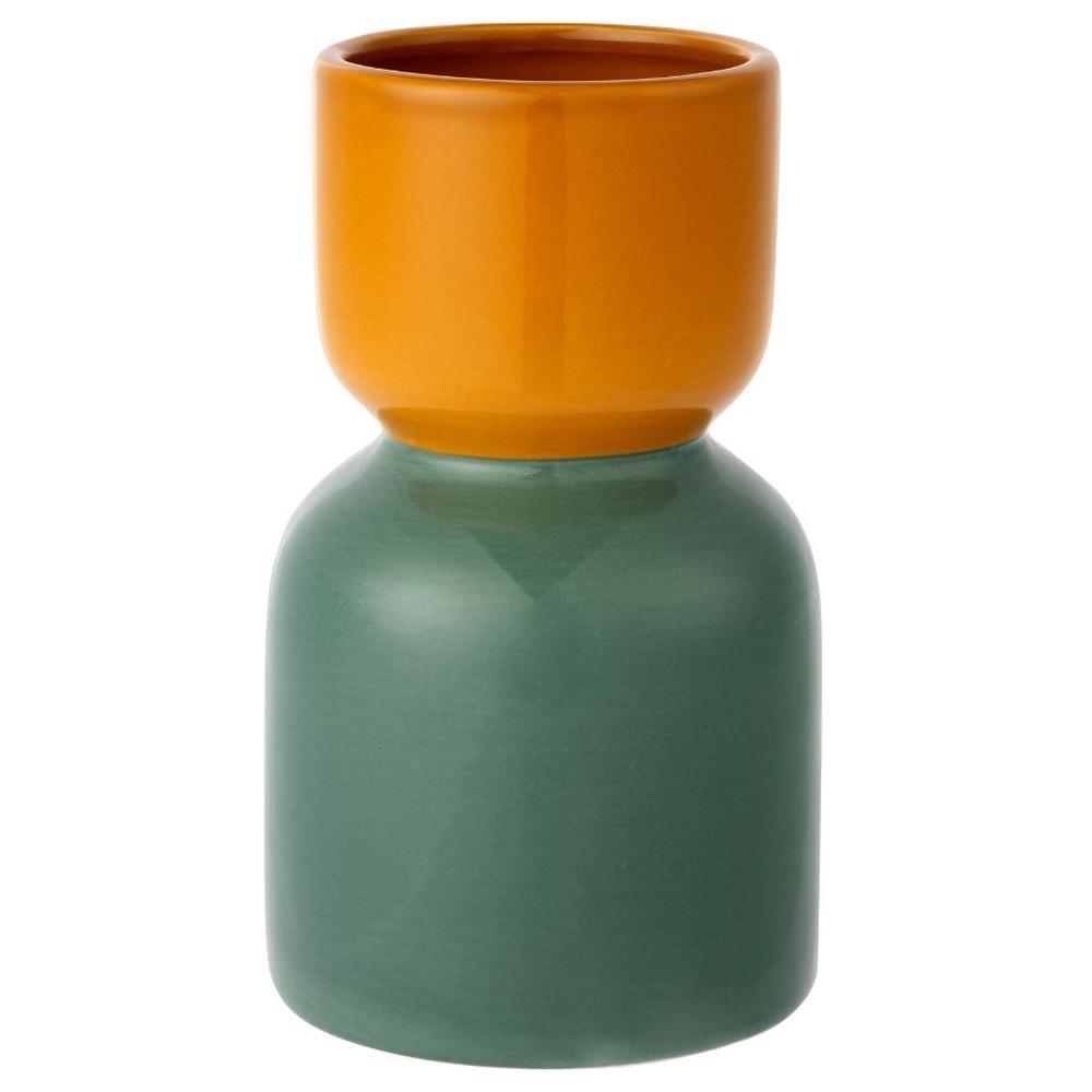 Vase Géométrique Jaune/Vert Kasa 19cm
