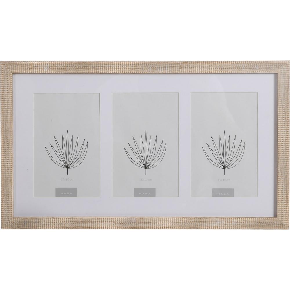 Cadre Photo avec Bordure Beige 3 Photos Kasa 22x32 cm
