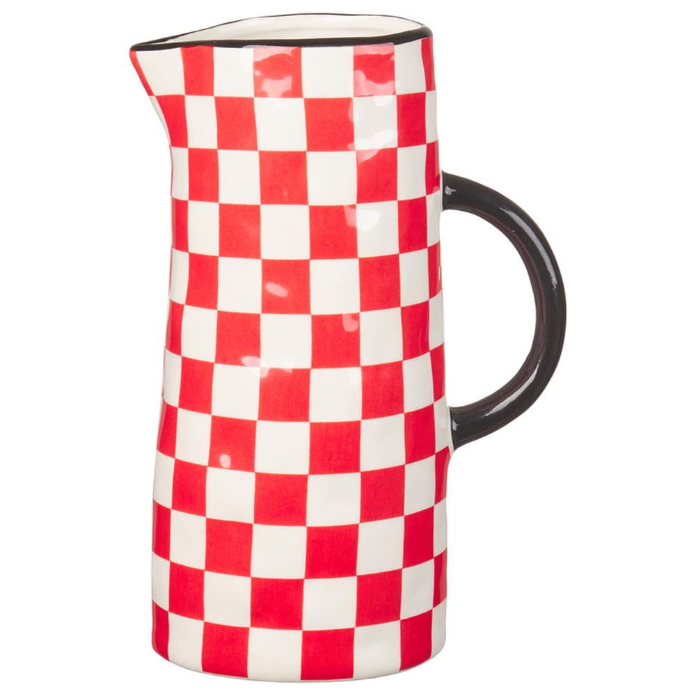 Vase Pichet Céramique Carreaux Rouge Graph Kasa 17x25cm