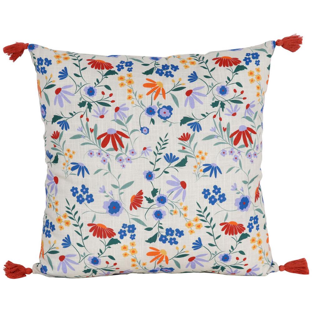 Coussin Blanc avec Fleurs 50x50cm