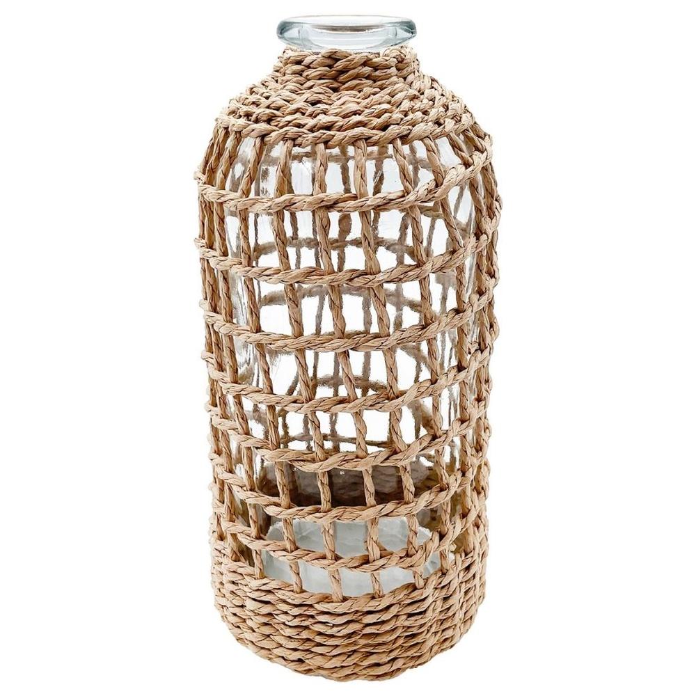 [716214] Vase en Verre Décoré de Raphia Kasa 11cm