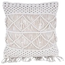 Coussin Carré Écru en Macramé à Franges Kasa 45x45cm