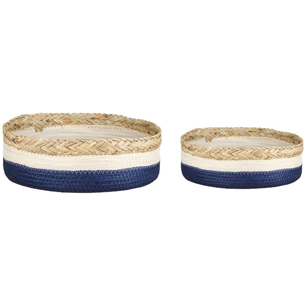 [716646] Set de 2 Paniers Ronds Rayés Trigorés Kasa