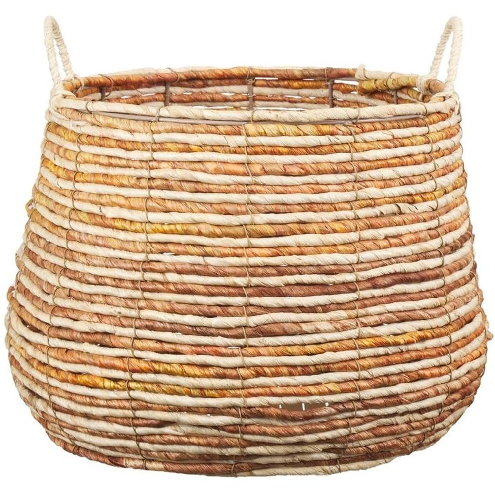 [716680] Panier avec Anses en Métal et Pelures de Maïs Kasa 33x40cm