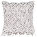 Coussin Carré Taupe en Macramé à Franges Kasa 45x45cm