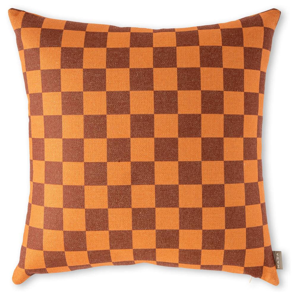 Coussin Carrés Orange/Rouille 45x45cm