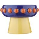 Coupe Décoratif en Céramique Bleue à Pois Orange Kasa 14x10 cm