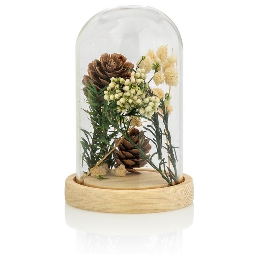 Globe Rond en Verre avec Fleurs Séchées Kasa 8cm