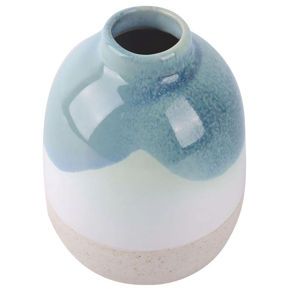 Vase en Porcelaine Dégradé Blanc et Bleu Kasa 14cm 