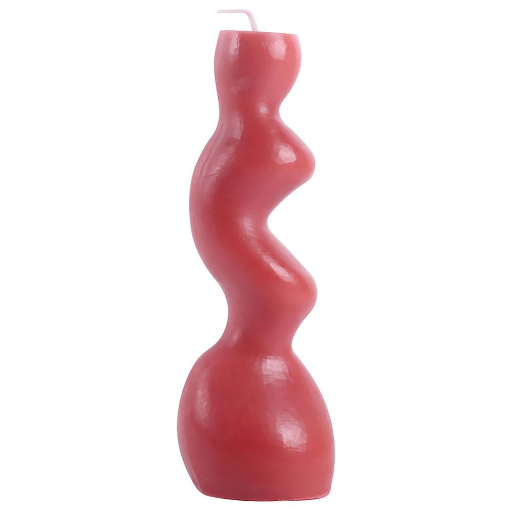 [711734] Bougie Torsadée Rose Kasa 18cm