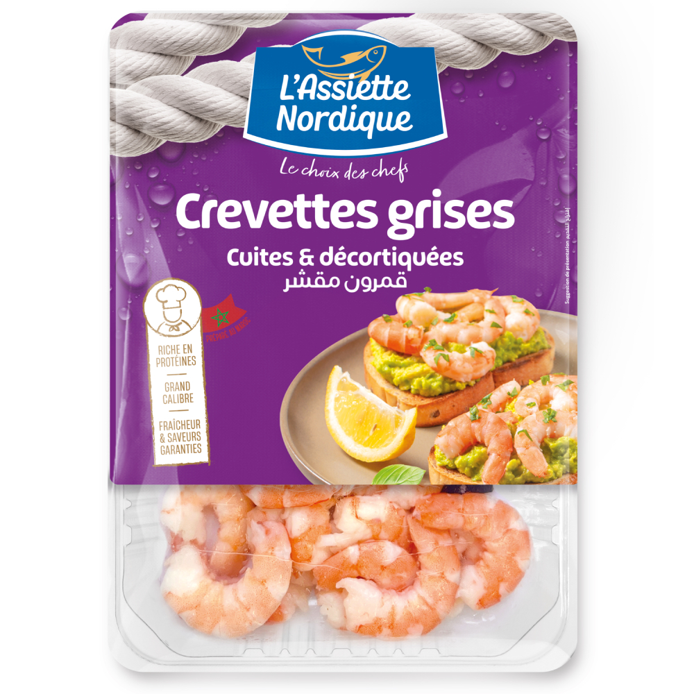 [727300] Crevettes Grises Décortiquées Cuites L'Assiette Nordique 150g