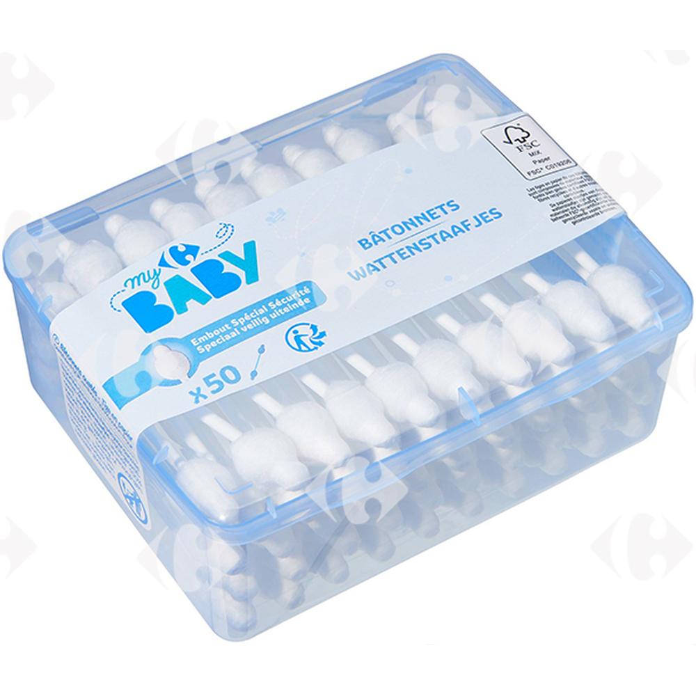 Coton Tiges Bébé Carrefour 50 unités.
