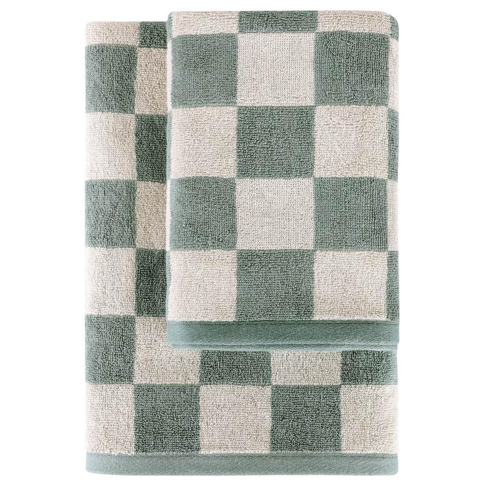 [711363] Set 2 Serviettes Color Graphic Green 450g 70x50cm