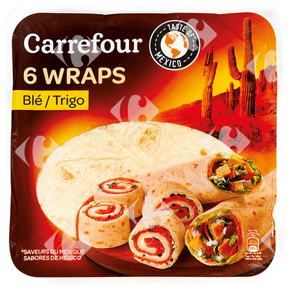 [383565] Galettes Wraps de Blé Carrefour 6 feuilles 370g.