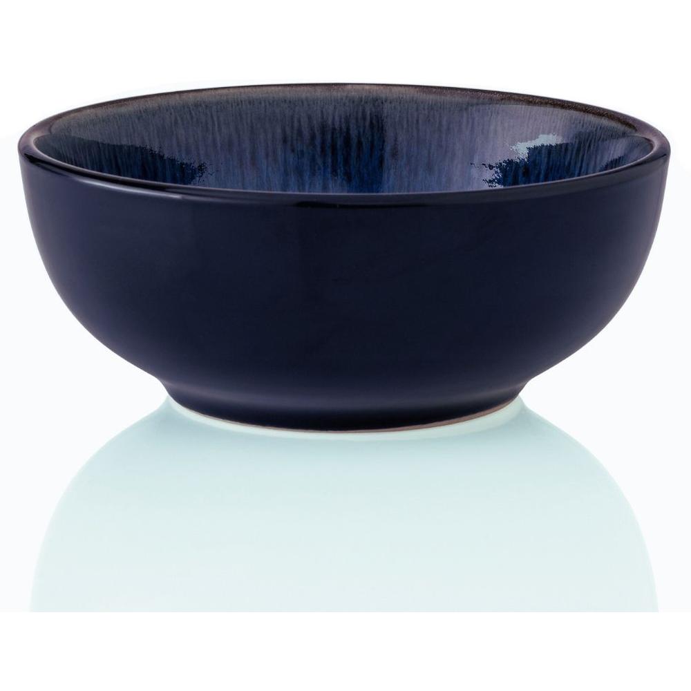 [716687] Assiette Creuse Porcelaine Ronde Bleu Foncé Kasa 15 cm