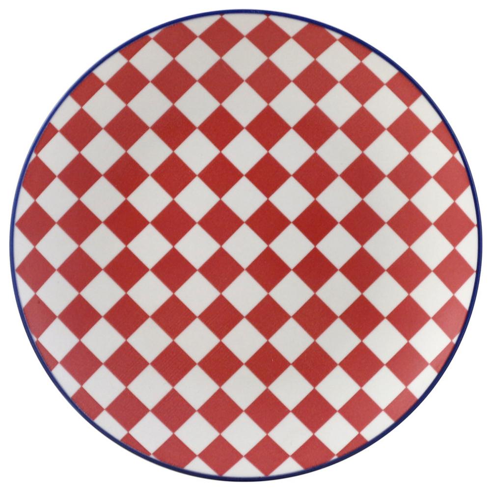 Assiette Plate Porcelaine Ronde Rouge Graph Kasa 15.6cm