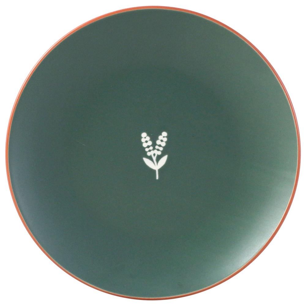 Assiette Plate Porcelaine Ronde Verte Boho Kasa 15.6cm