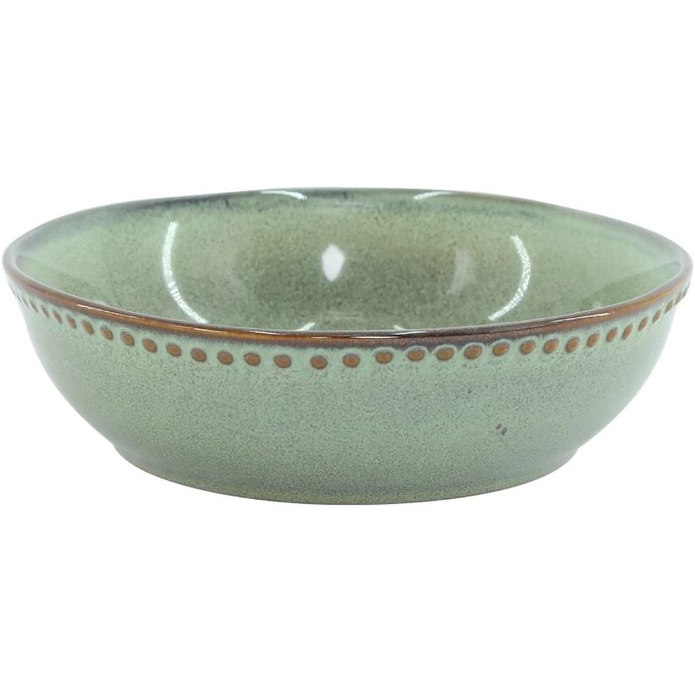 [716982] Assiette Creuse en Porcelaine Verte Sintra Picotée Kasa 17 cm