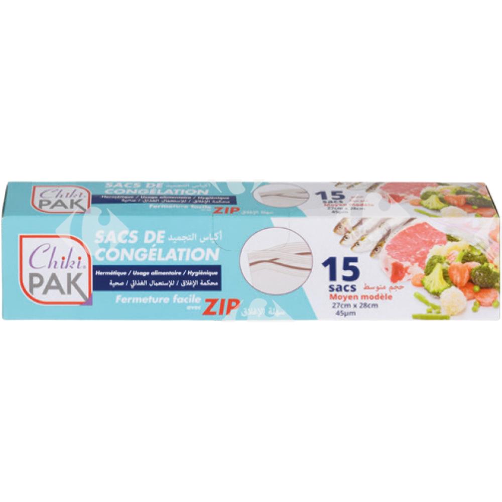[672947] Sacs Congélation Zip Moyen Chikipak 15 unités.