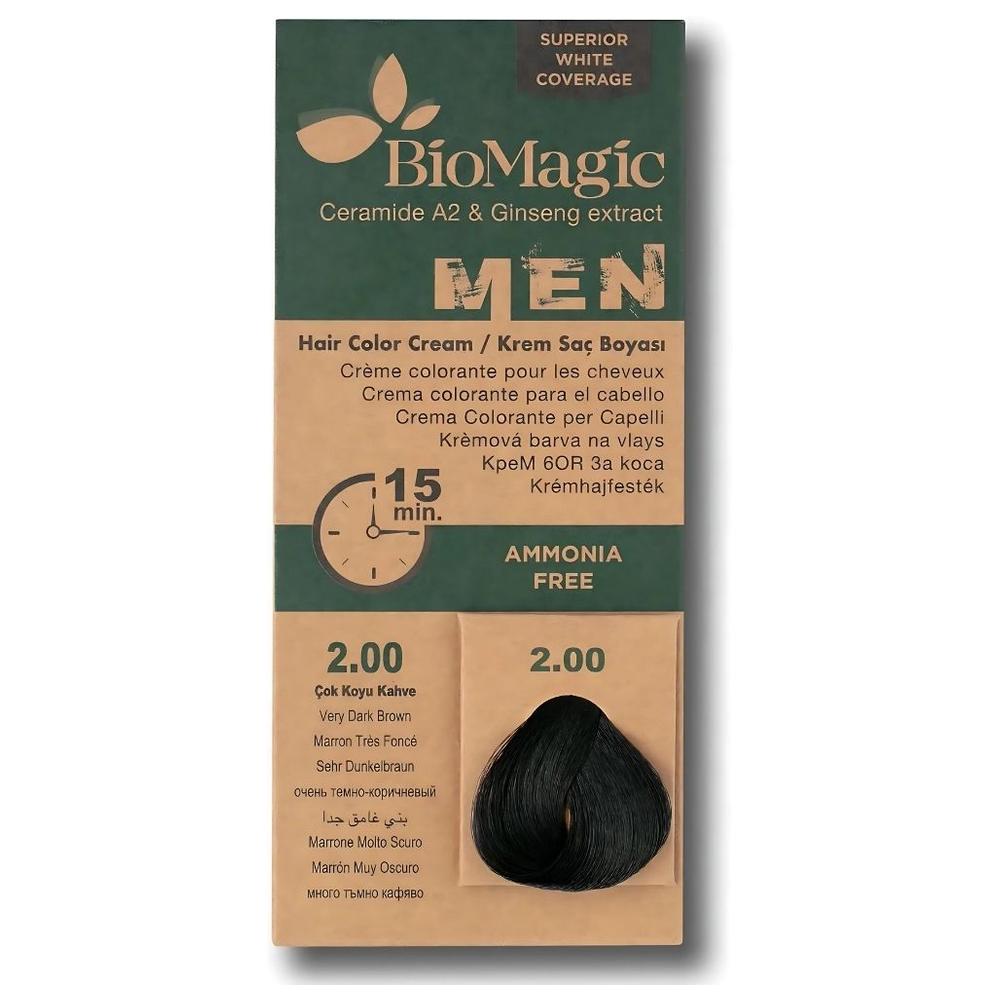 Coloration Homme Châtain Très Foncé 2/00 Biomagic