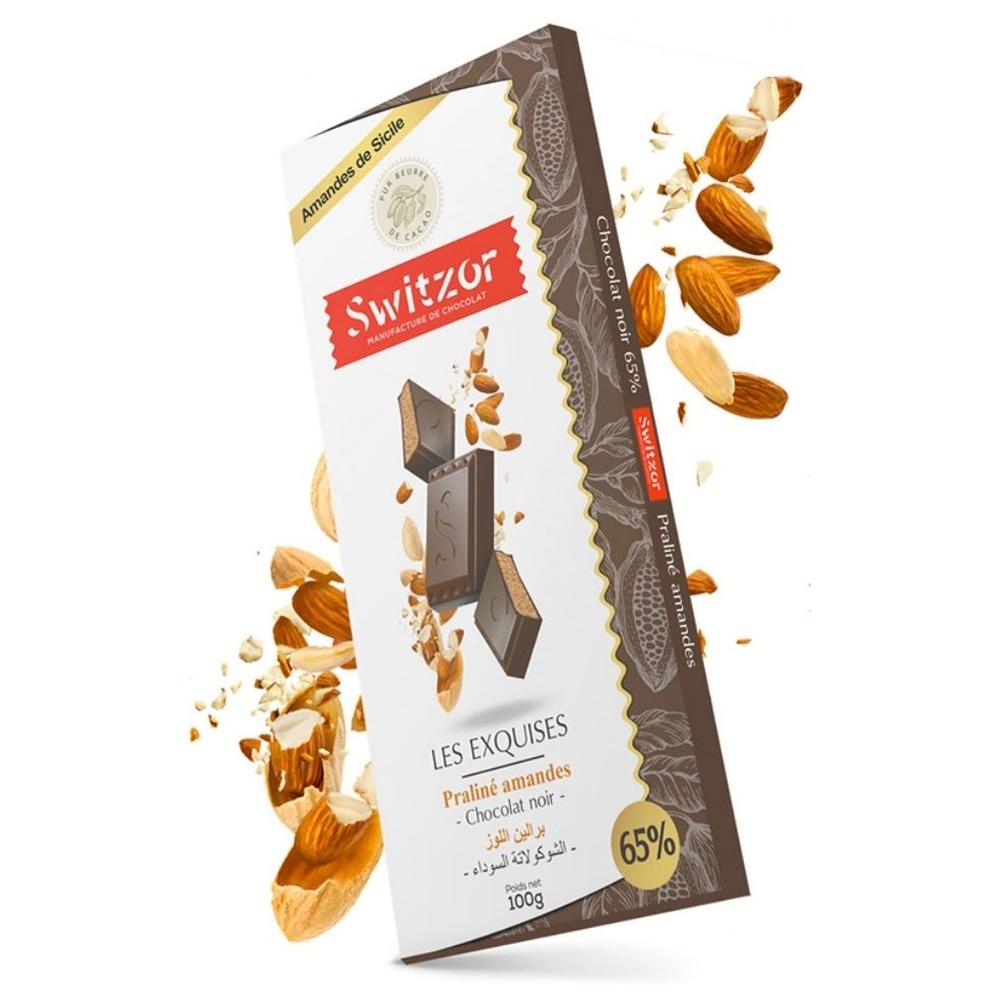 Tablette Chocolat Noir 65% Amandes Switzor 100g