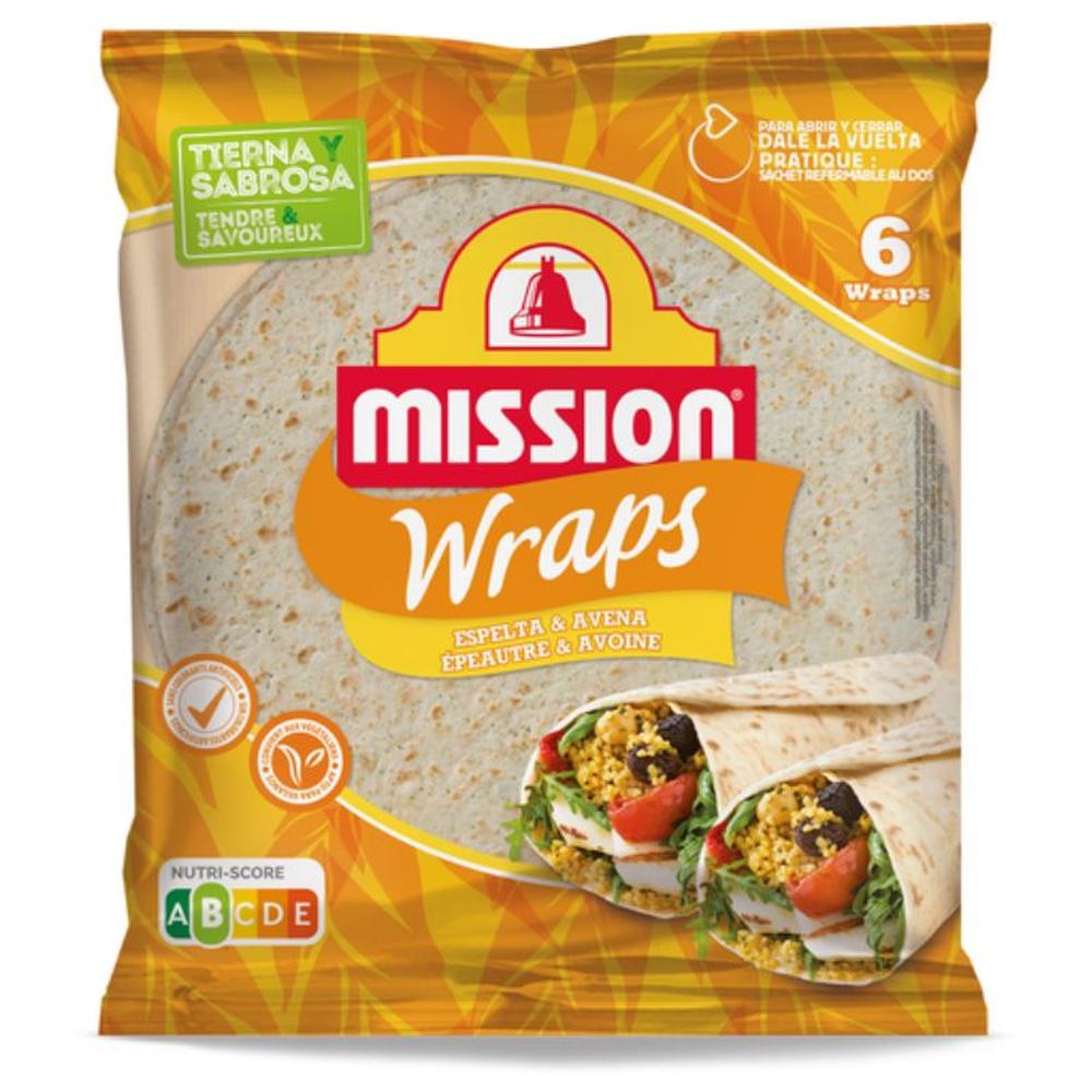 [718559] Tortillas Wraps Avoine Mission 6 unités 370g