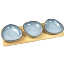 Set de Coupelles Kasa en Céramique avec Support Bois 3pcs