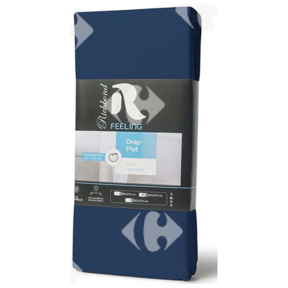 [685017] Drap Plat en Microfibre Bleu Nuit 100% Cotonelle Richbond 240x270cm