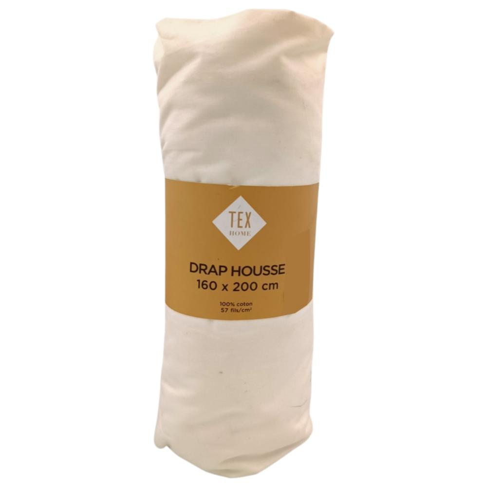 Drap Housse Blanc Tex Home 160x200cm