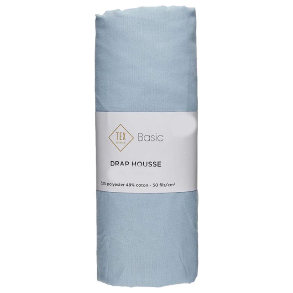 Drap Housse Bleu Tex Home 90x200cm