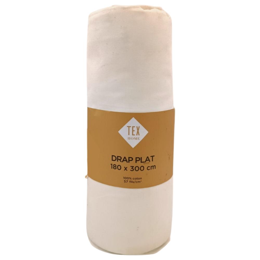 [561206] Drap Plat Blanc Tex Home 180x300cm.