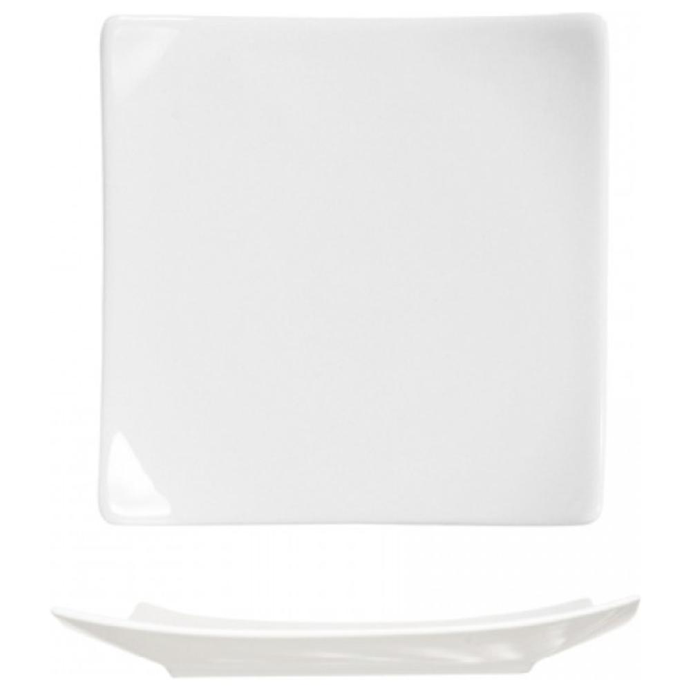 Assiette Plate Carrée Blanche en Porcelaine 18x18cm