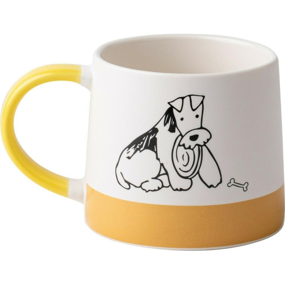 [722005] Mug en Porcelaine Chien Blanc Jaune 38 cl