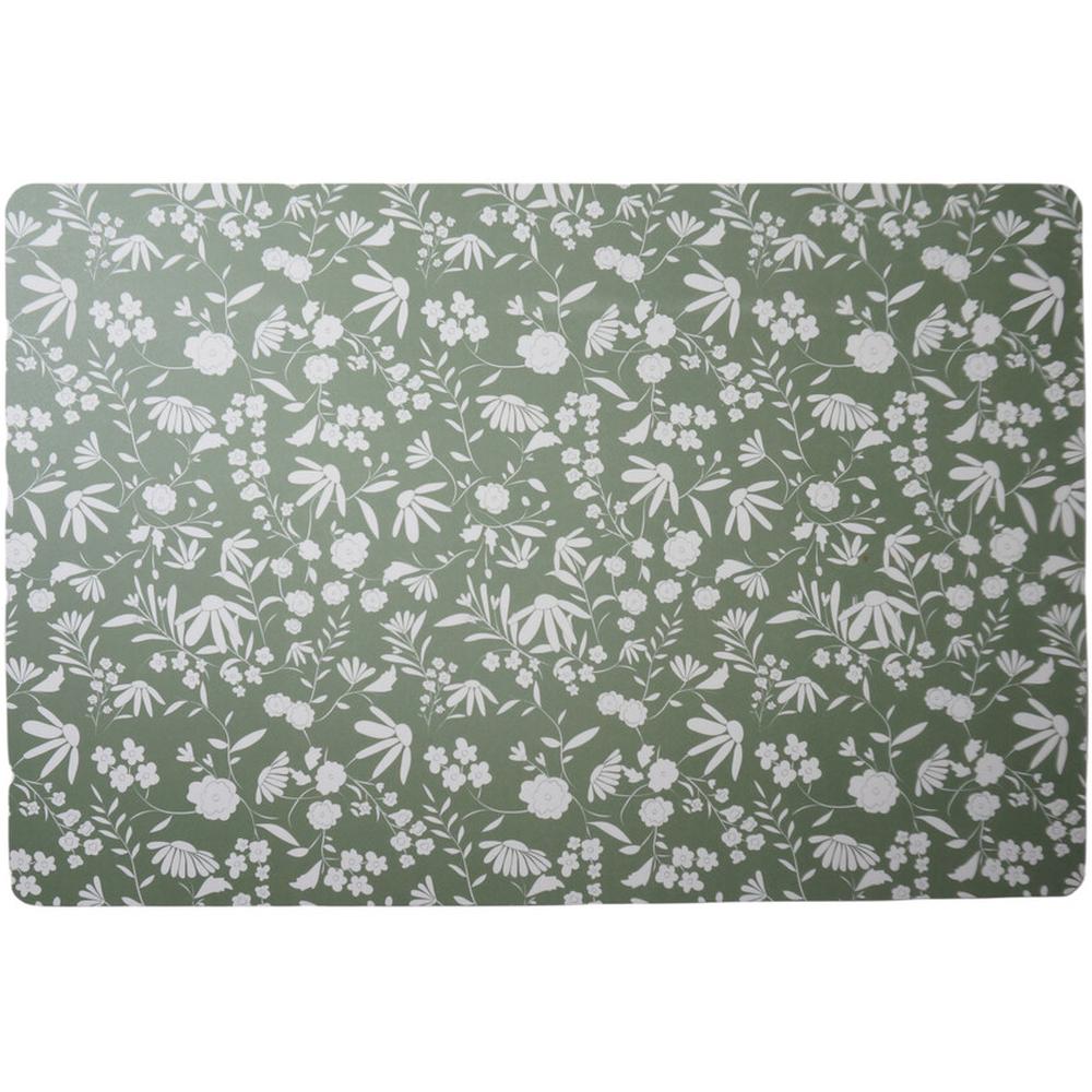 Set Table Rectangulaire Vert Blanc Cottage Kasa 30x45cm