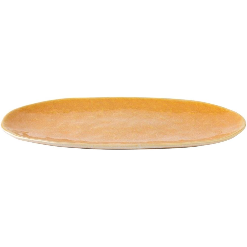 [716843] Plat à Servir en Porcelaine Ovale Jaune Réactif Kasa 33cm