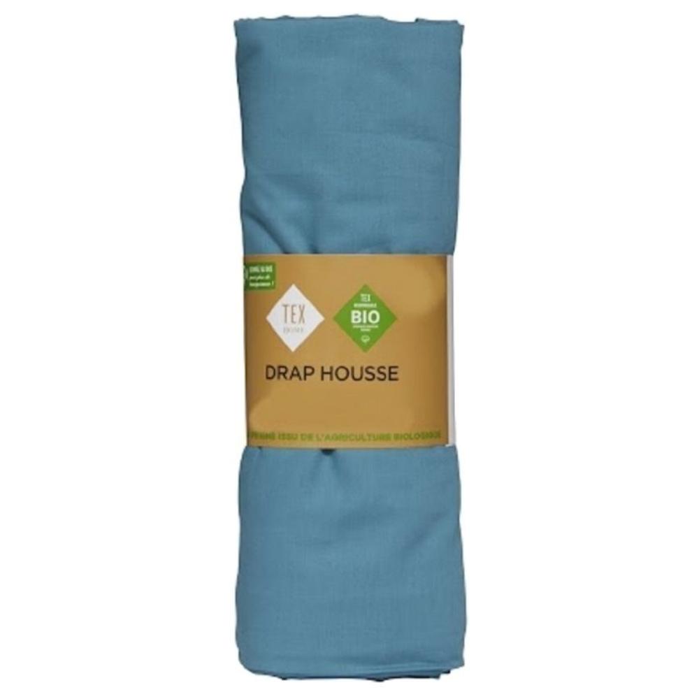 [703140] Drap Plat Percal Bleu Tex Home 180x200 cm