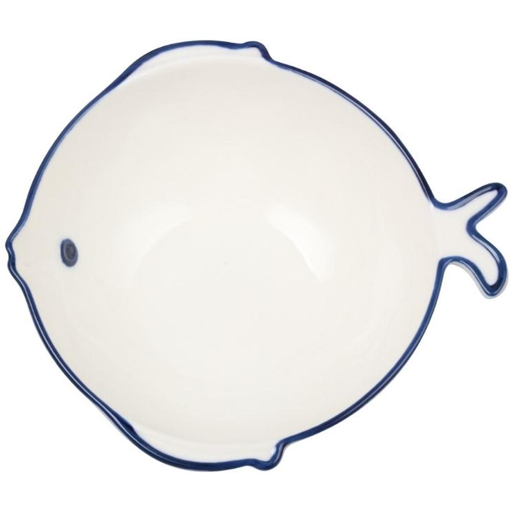 Bol en Porcelaine Poisson Blanc Kasa 19cm