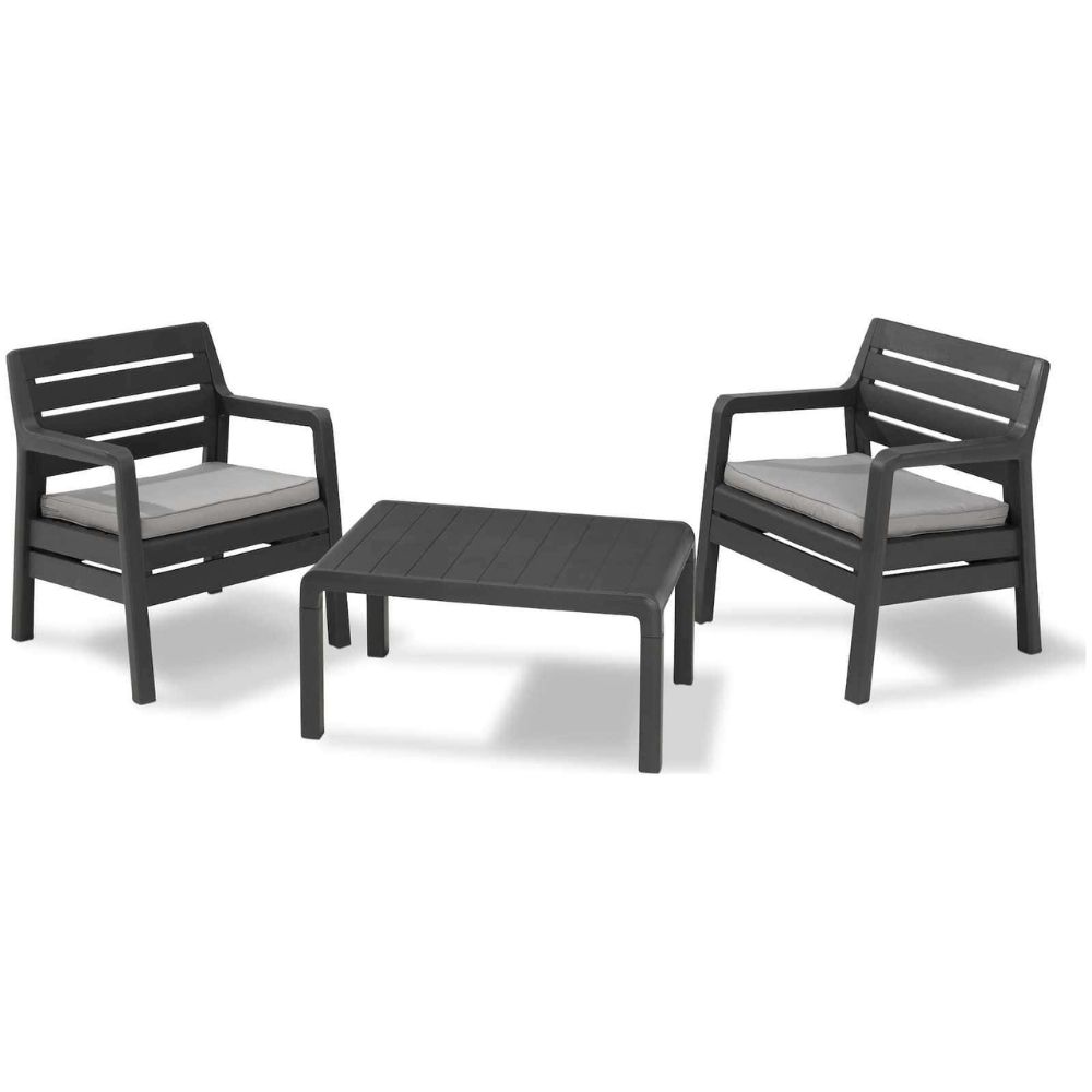 [675056] Set Miami Grafito 2 Chaises Table Basse
