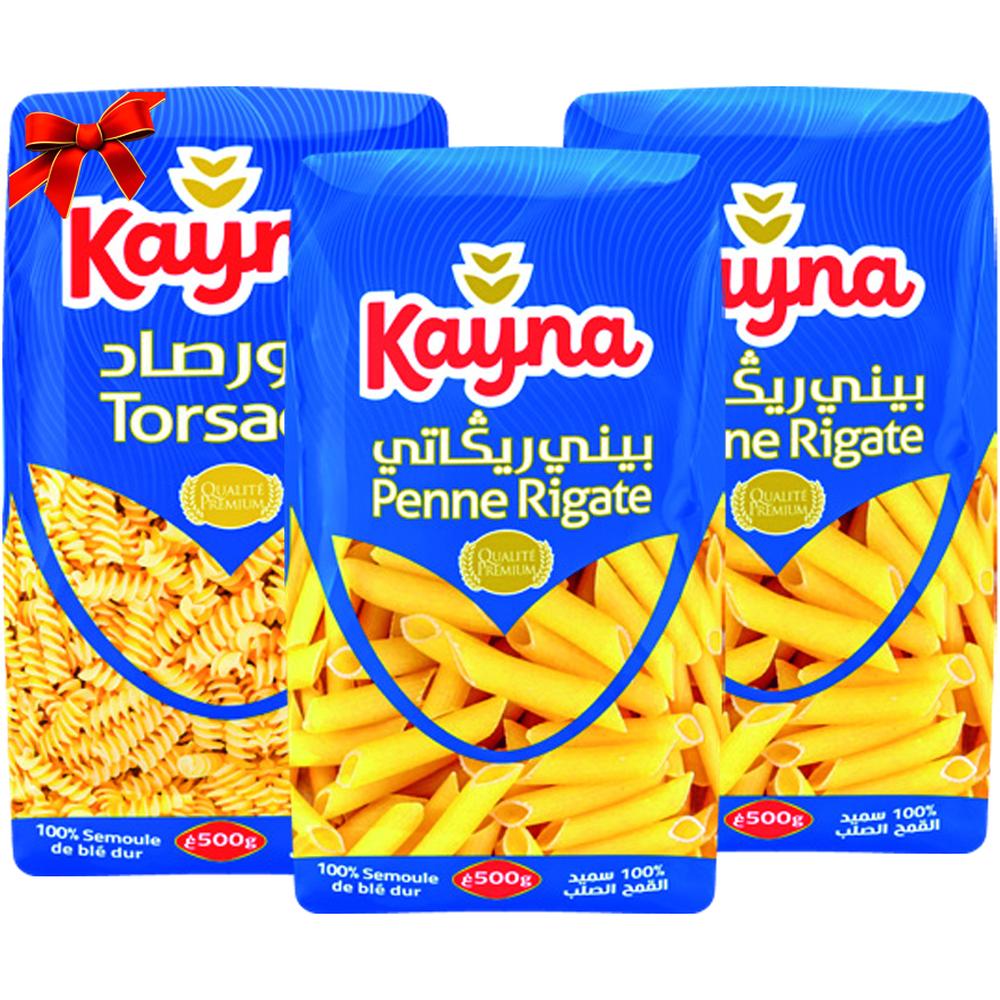 Lot Pâtes Courtes (Penne & Torsette) Kayna 2+1 Gratuit