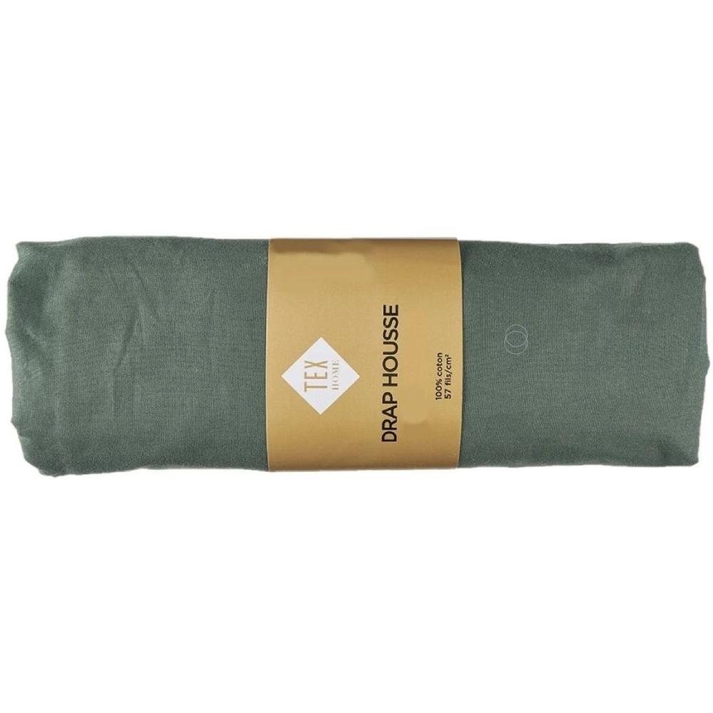 [673481] Drap Housse Kaki Tex Home 140x200 cm