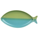 Plat Kasa en Porcelaine Forme Poisson Vert Bleu 36cm
